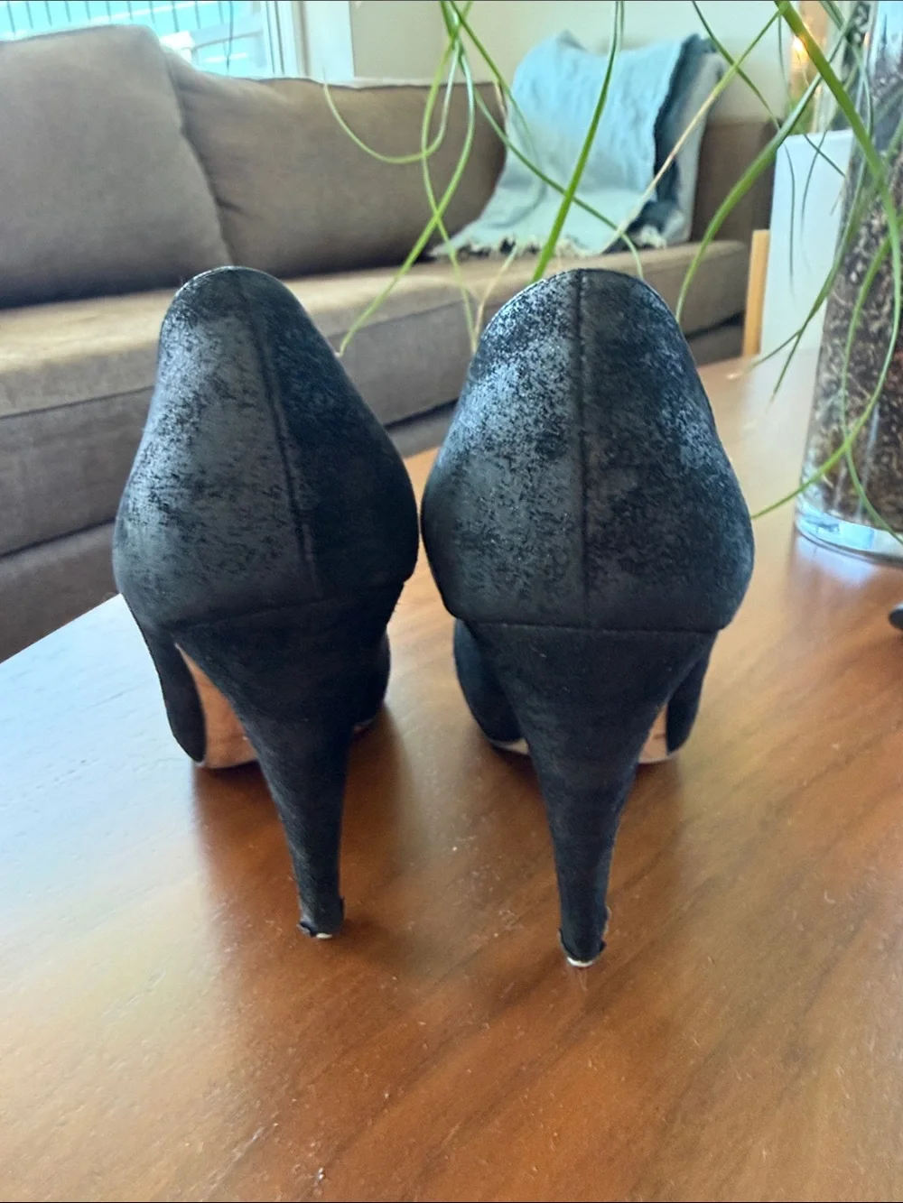 CHANEL Black Suede with Leather Cap Toe Pointed Pumps